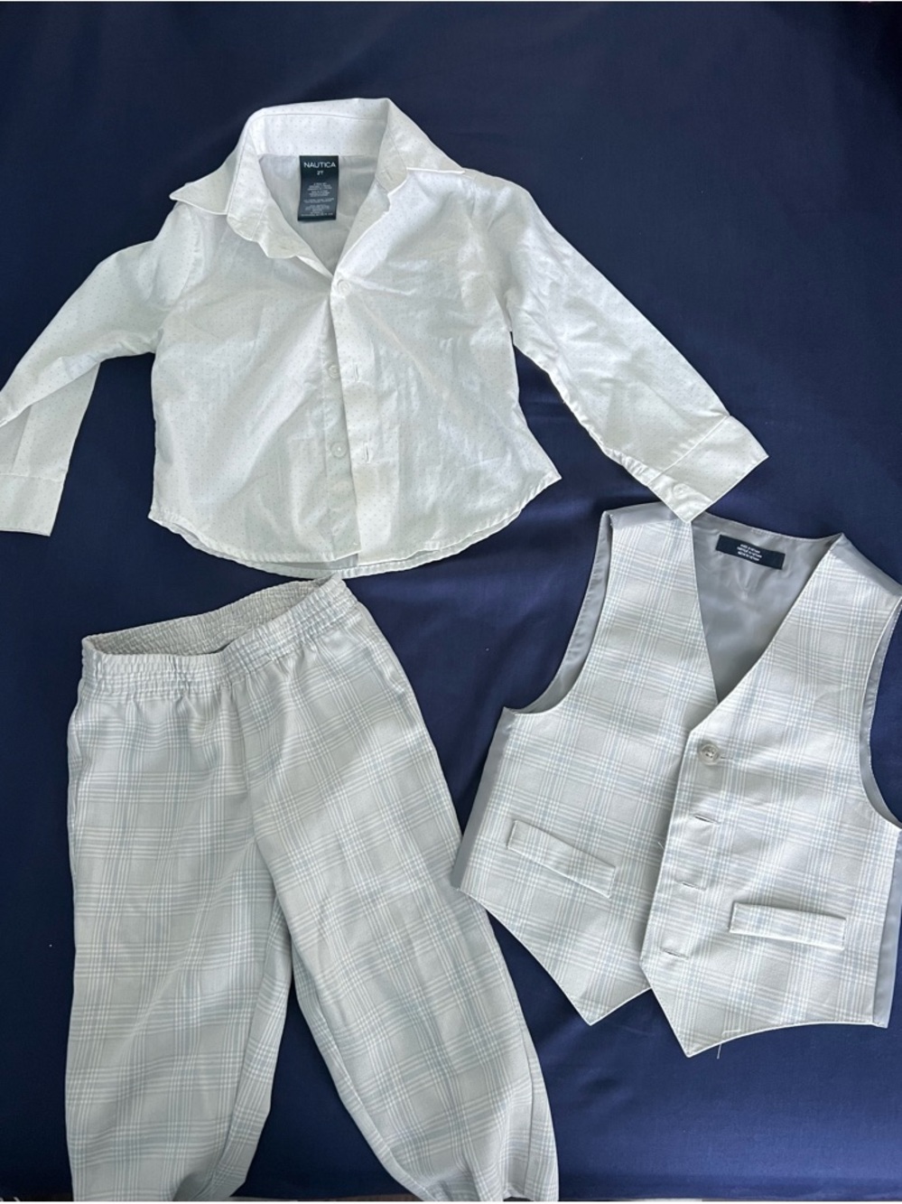 2T Nautica Boys Dress Shirt with grey vest and pants